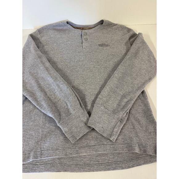 Real tree Men’s Sz L Henley Long Sleeve Gray Waffle Knit Outdoors Thermal Shirt - Picture 5 of 10